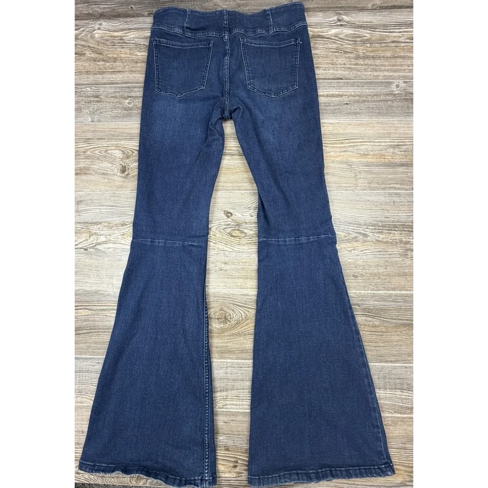 We The Free People Penny Pull-On Flare Jeans Dark Wash Blue 29 Stretch Boho‎